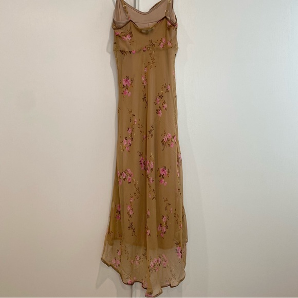 Vintage Betsy Johnson 90’s Silk Sheer Asymmetrical Floral Midi Dress Siz… - Picture 6 of 8